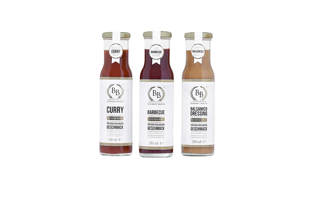 Produktfotografie Saucen Curry Barbecue Balsomico Dressing
