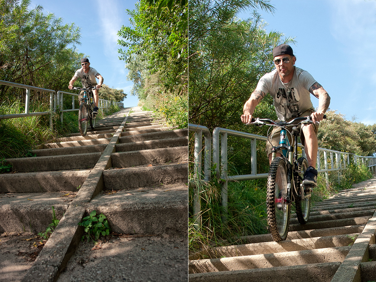 Produktfotografie Werbefotos Mountain Bike Outdoor Treppenabwärts